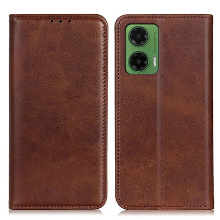 For Motorola Moto G35 5G Case Split Leather Flip Wallet Phone Cover - Coffee