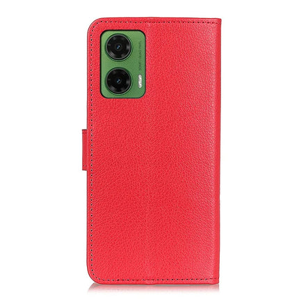 For Motorola Moto G35 5G Wallet Case PU Leather Phone Cover Litchi Texture