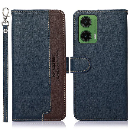 KHAZNEH For Motorola Moto G35 5G Case RFID Blocking Wallet PU Leather Phone Cover - Blue