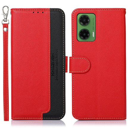 KHAZNEH For Motorola Moto G35 5G Case RFID Blocking Wallet PU Leather Phone Cover - Red