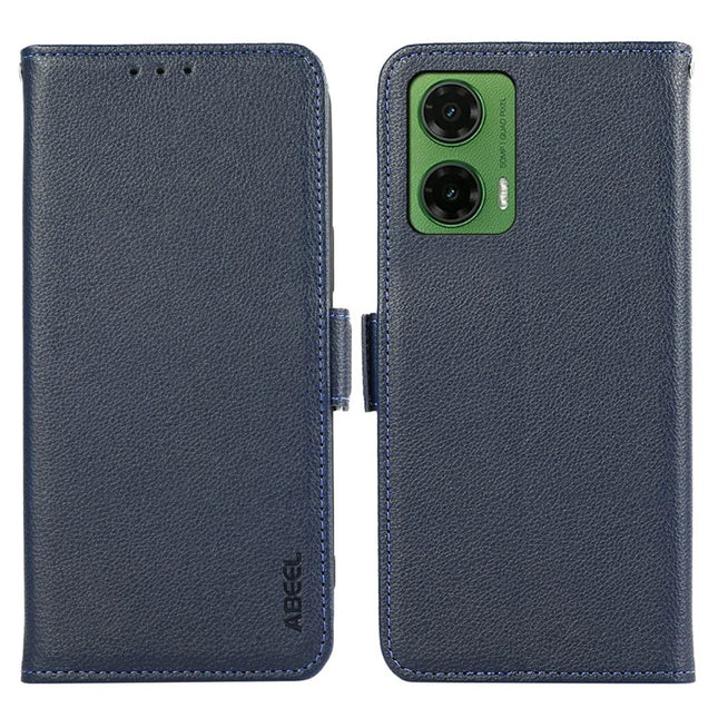 ABEEL For Motorola Moto G35 5G Case Litchi Texture Leather RFID Blocking Phone Cover - Blue