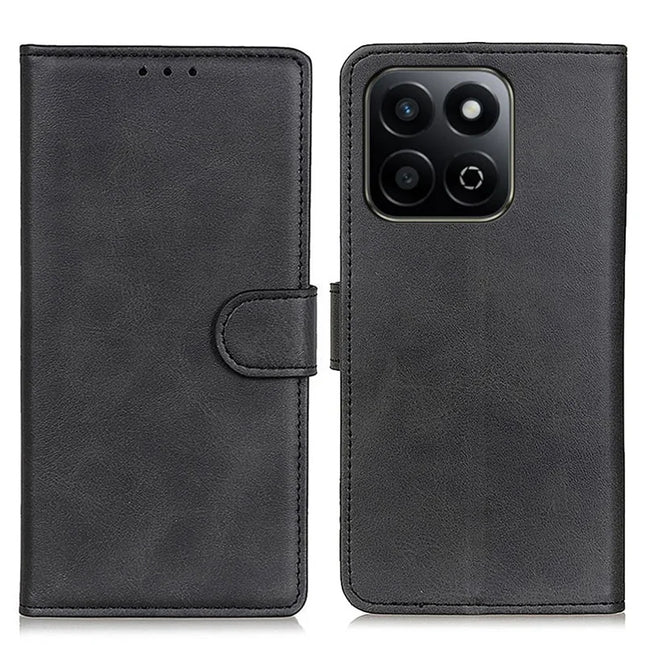 For Honor X7c 4G / 200 Smart 5G / Play 60 Plus 5G Stand Wallet Case Cowhide Texture Leather Phone Cover - Black