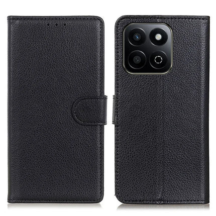 For Honor X7c 4G / 200 Smart 5G / Play 60 Plus 5G Wallet Case PU Leather Phone Cover Litchi Texture - Black