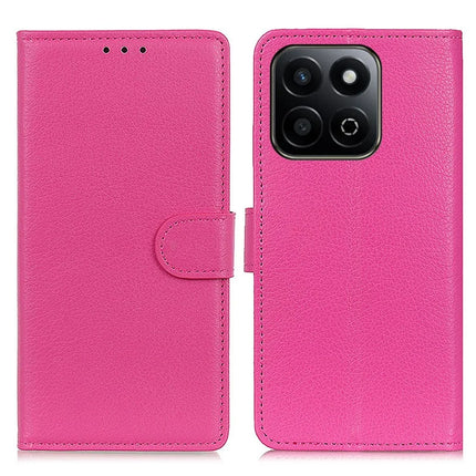 For Honor X7c 4G / 200 Smart 5G / Play 60 Plus 5G Wallet Case PU Leather Phone Cover Litchi Texture - Rose