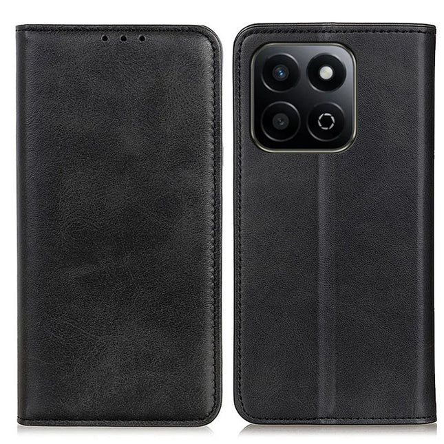 For Honor X7c 4G / 200 Smart 5G / Play 60 Plus 5G Case Split Leather Flip Wallet Phone Cover - Black