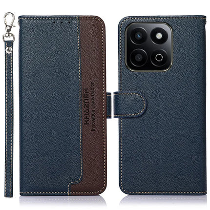KHAZNEH For Honor X7c 4G / 200 Smart 5G / Play 60 Plus 5G Case RFID Blocking Wallet PU Leather Phone Cover - Blue