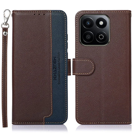 KHAZNEH For Honor X7c 4G / 200 Smart 5G / Play 60 Plus 5G Case RFID Blocking Wallet PU Leather Phone Cover - Brown