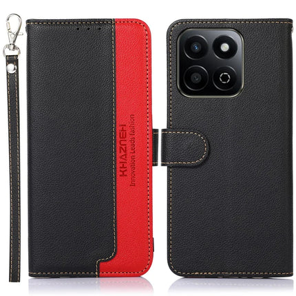 KHAZNEH For Honor X7c 4G / 200 Smart 5G / Play 60 Plus 5G Case RFID Blocking Wallet PU Leather Phone Cover - Black