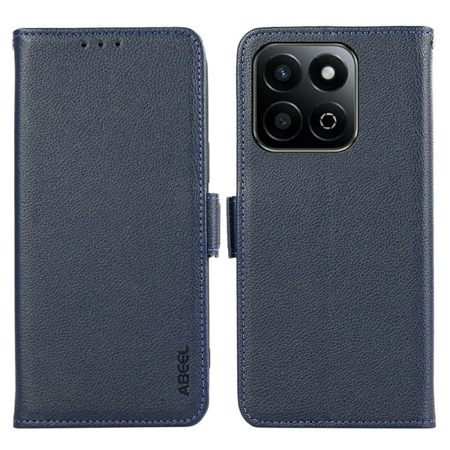 ABEEL For Honor X7c 4G / 200 Smart 5G / Play 60 Plus 5G Case Litchi Texture Leather RFID Blocking Phone Cover - Blue