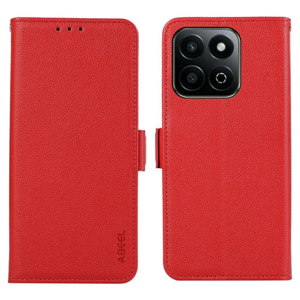 ABEEL For Honor X7c 4G / 200 Smart 5G / Play 60 Plus 5G Case Litchi Texture Leather RFID Blocking Phone Cover - Red