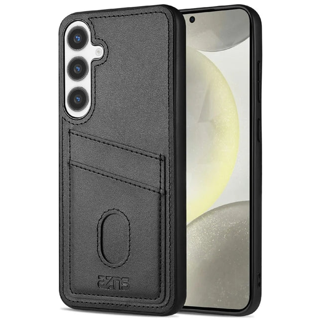 AZNS K1 Series For Samsung Galaxy S24 Case Calf Texture Anti-Drop PU+TPU Phone Cover - Black