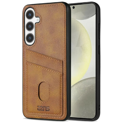 AZNS K1 Series For Samsung Galaxy S24 Case Calf Texture Anti-Drop PU+TPU Phone Cover - Brown