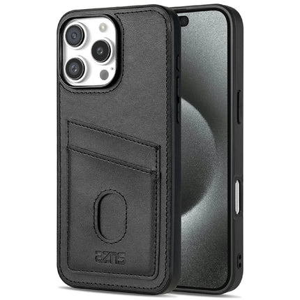 AZNS K1 Series For iPhone 16 Pro Max Case Calf Texture Anti-Drop PU+TPU Phone Cover - Black
