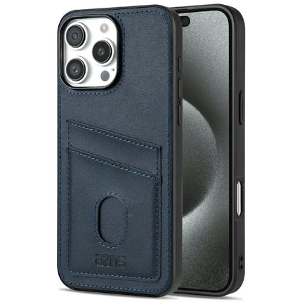 AZNS K1 Series For iPhone 16 Pro Max Case Calf Texture Anti-Drop PU+TPU Phone Cover - Blue