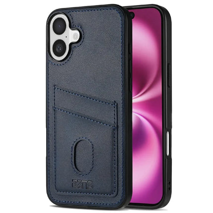 AZNS K1 Series For iPhone 16 Plus Case Calf Texture Anti-Drop PU+TPU Phone Cover - Blue
