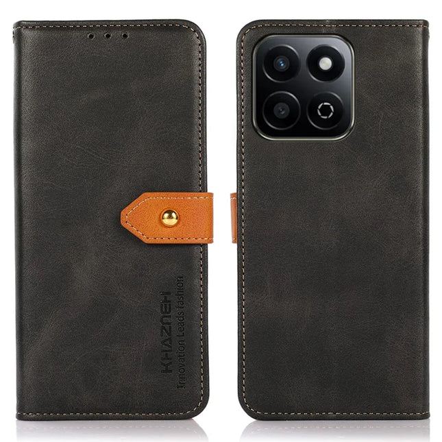 KHAZNEH For Honor X7c 4G / 200 Smart 5G / Play 60 Plus 5G Wallet Phone Case Stand Leather Flip Cover - Black