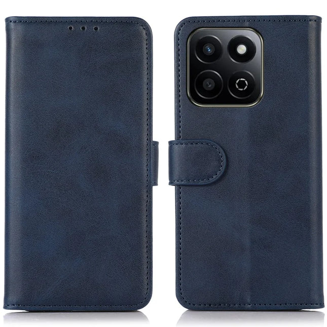 For Honor X7c 4G / 200 Smart 5G / Play 60 Plus 5G Case Cowhide Texture Leather Wallet Phone Cover with Stand - Blue