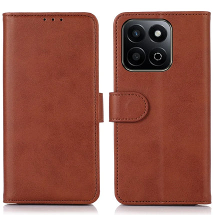 For Honor X7c 4G / 200 Smart 5G / Play 60 Plus 5G Case Cowhide Texture Leather Wallet Phone Cover with Stand - Brown