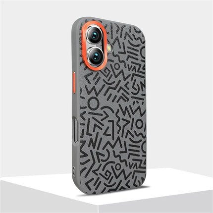 For iPhone 16 Plus Case Pattern Graffiti PU+PC+TPU Phone Cover with Metal Lens Frame