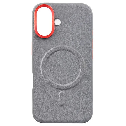 For iPhone 16 Plus Case Compatible with MagSafe PU+PC+TPU Phone Cover with Metal Lens Frame