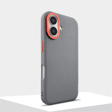 For iPhone 16 Plus Case Compatible with MagSafe PU+PC+TPU Phone Cover with Metal Lens Frame