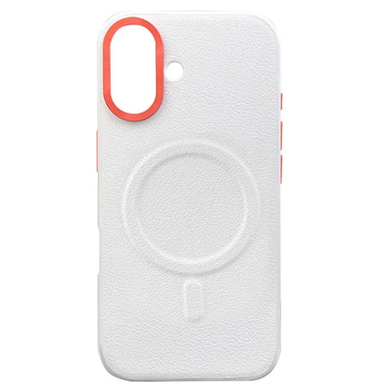 For iPhone 16 Plus Case Compatible with MagSafe PU+PC+TPU Phone Cover with Metal Lens Frame