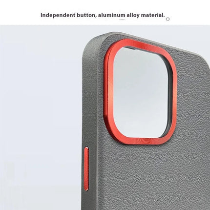 For iPhone 16 Pro Max Case Compatible with MagSafe PU+PC+TPU Phone Cover with Metal Lens Frame