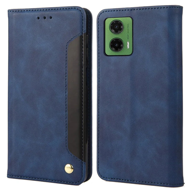 For Motorola Moto G35 5G Case PU Leather Shockproof Protection Wallet Phone Cover - Blue