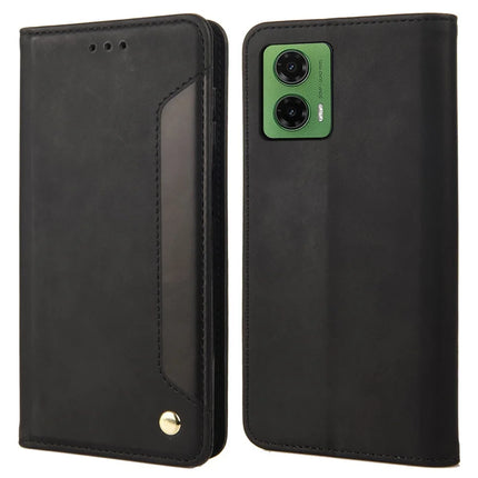 For Motorola Moto G35 5G Case PU Leather Shockproof Protection Wallet Phone Cover - Black