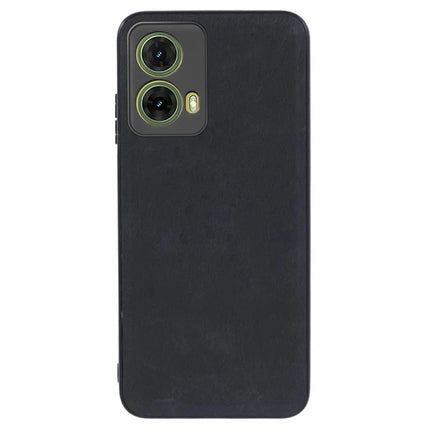 For Motorola Moto G35 5G Case Retro Leather Coated PC+TPU Phone Cover - Black