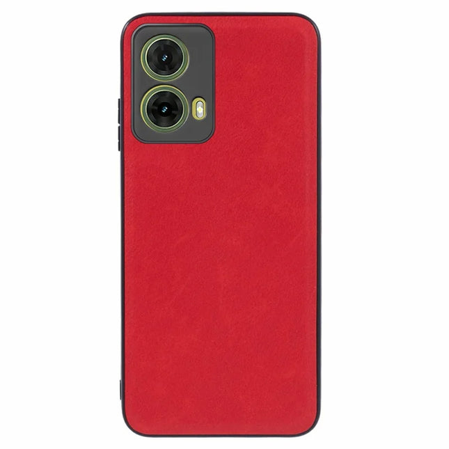 For Motorola Moto G35 5G Case Retro Leather Coated PC+TPU Phone Cover - Red