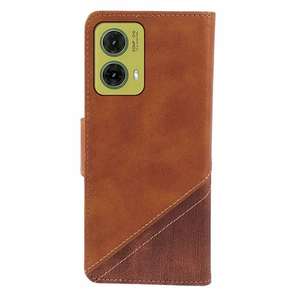 For Motorola Moto G35 5G Case Splicing Texture Leather Phone Cover Viewing Stand