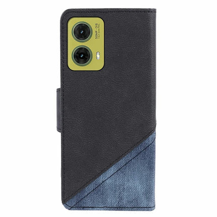 For Motorola Moto G35 5G Case Splicing Texture Leather Phone Cover Viewing Stand