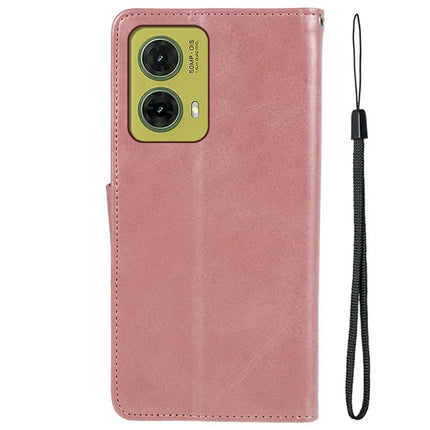 For Motorola Moto G35 5G Case PU Leather Wallet Protective Phone Cover Calf Texture