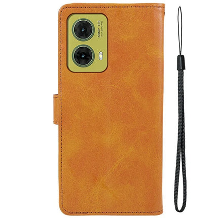For Motorola Moto G35 5G Case PU Leather Wallet Protective Phone Cover Calf Texture