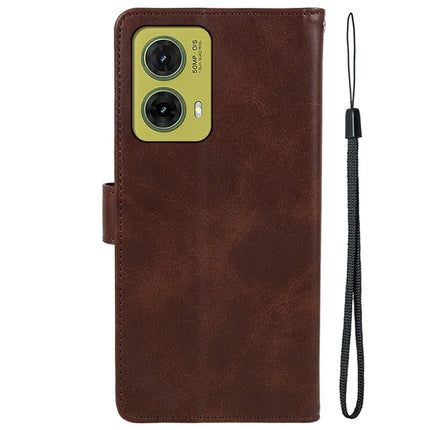 For Motorola Moto G35 5G Case PU Leather Wallet Protective Phone Cover Calf Texture