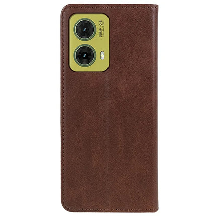 For Motorola Moto G35 5G Case Strong Magnetic PU Leather Phone Cover Calf Texture