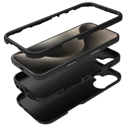GW03 For iPhone 16 Plus Case TPU + PC Phone Cover Dual Layer Shockproof - Black