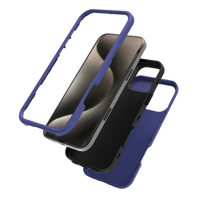 GW03 For iPhone 16 Pro Max Case TPU + PC Phone Cover Dual Layer Shockproof - Navy Blue