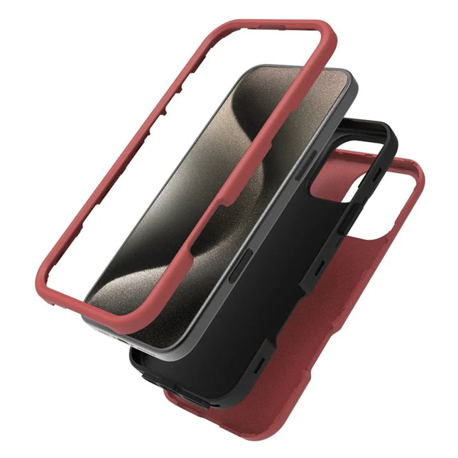 GW03 For iPhone 16 Pro Max Case TPU + PC Phone Cover Dual Layer Shockproof - Red