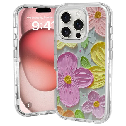 GW02 For iPhone 16 Pro Max Case IMD Pattern TPU+PC Shockproof Phone Cover - Colorful Flower