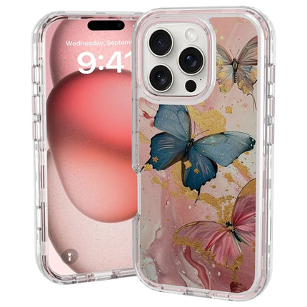 GW02 For iPhone 16 Pro Max Case IMD Pattern TPU+PC Shockproof Phone Cover - Butterfly Flower