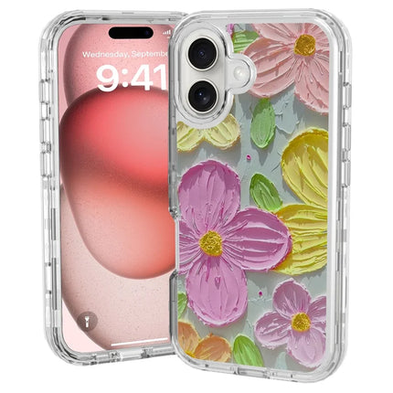 GW02 For iPhone 16 Plus Case IMD Pattern TPU+PC Shockproof Phone Cover - Colorful Flower
