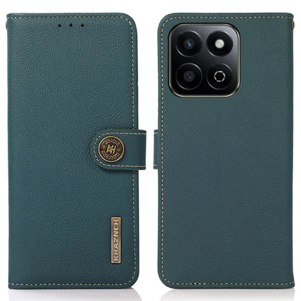 KHAZNEH For Honor X7c 4G / 200 Smart 5G / Play 60 Plus 5G Case Genuine Cow Leather Wallet Phone Cover - Green
