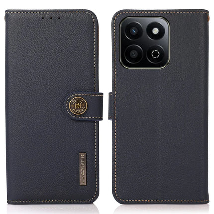 KHAZNEH For Honor X7c 4G / 200 Smart 5G / Play 60 Plus 5G Case Genuine Cow Leather Wallet Phone Cover - Blue