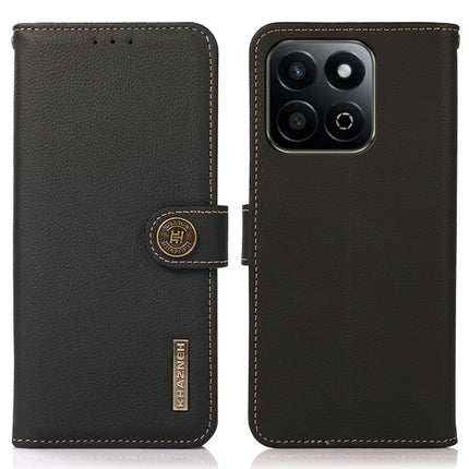KHAZNEH For Honor X7c 4G / 200 Smart 5G / Play 60 Plus 5G Case Genuine Cow Leather Wallet Phone Cover - Black