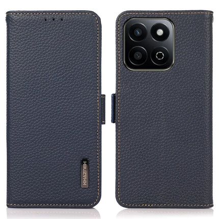 KHAZNEH For Honor X7c 4G / 200 Smart 5G / Play 60 Plus 5G Phone Case Genuine Cow Leather Cover RFID Blocking - Blue