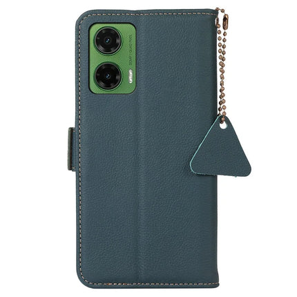 TJ For Motorola Moto G35 5G Case RFID Blocking Genuine Cow Leather Phone Cover