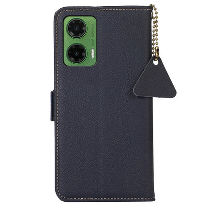 TJ For Motorola Moto G35 5G Case RFID Blocking Genuine Cow Leather Phone Cover
