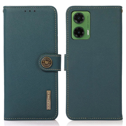 KHAZNEH For Motorola Moto G35 5G Case Genuine Cow Leather Wallet Phone Cover - Green